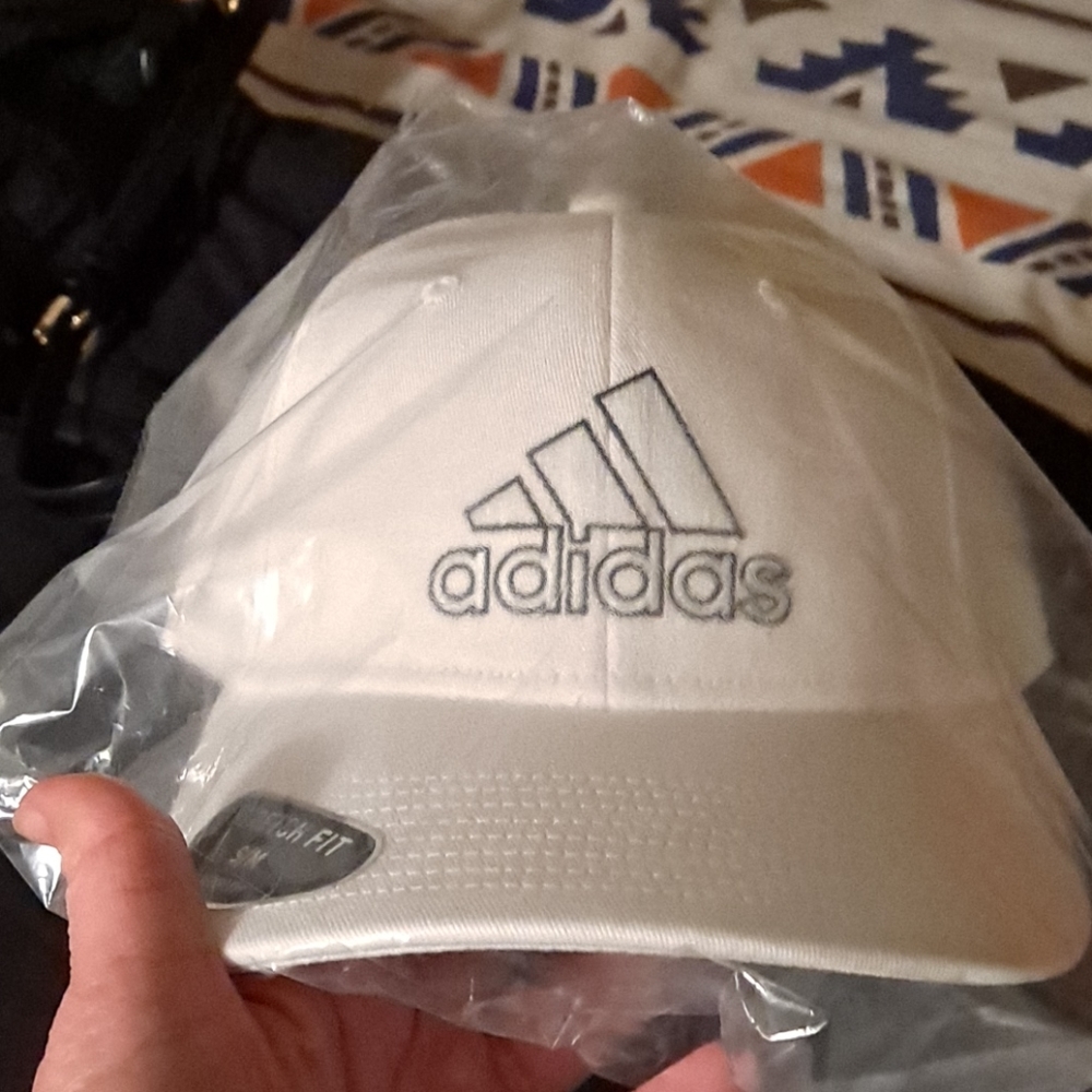 NEW white fitted ADIDAS hat